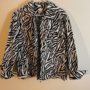 Chico’s black white zebra blazer jacket size 3